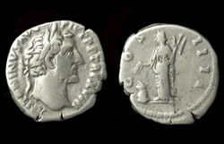 Antoninus Pius, Denarius, Vesta reverse
